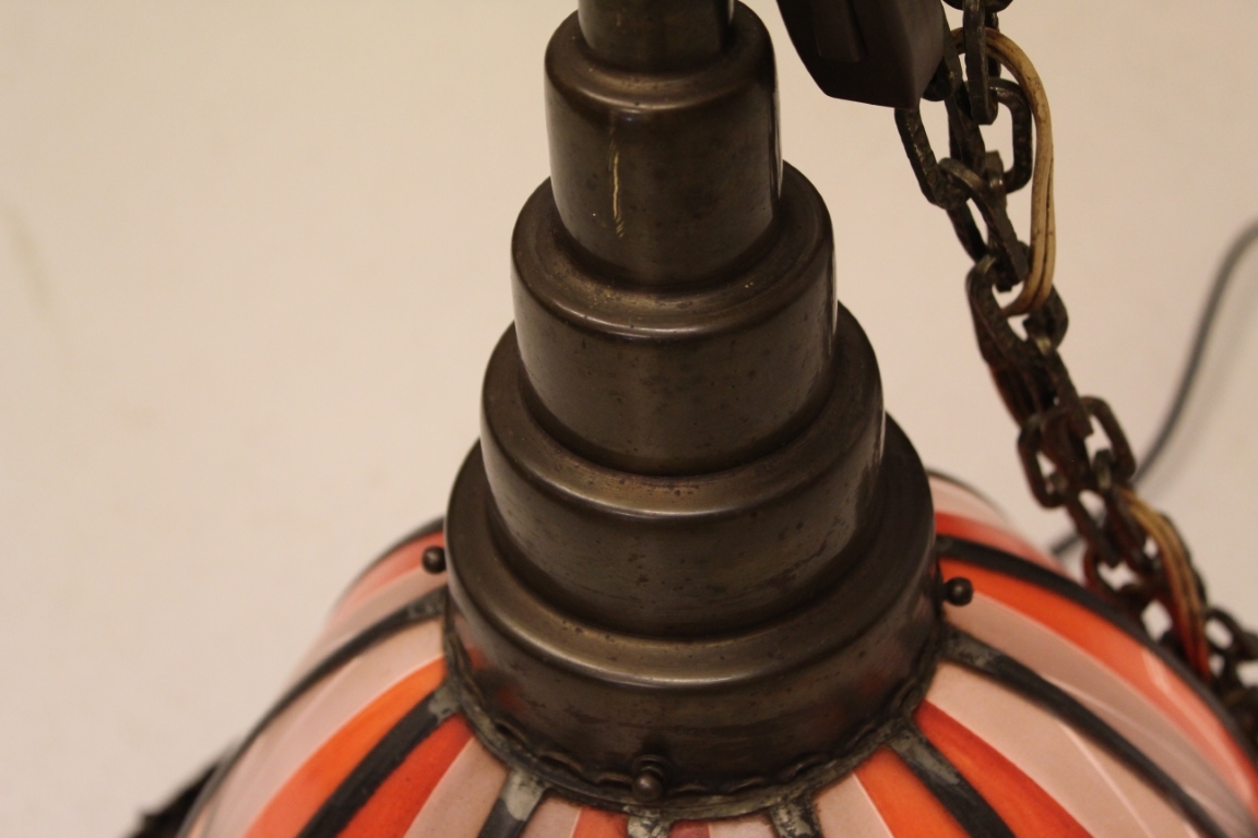 Amsterdamse School Gebrandschilderde lamp De Nieuwe Honsel