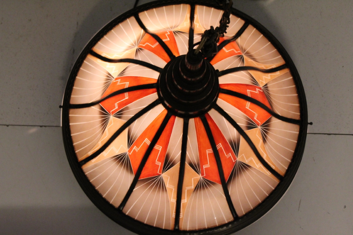 Amsterdamse School Gebrandschilderde lamp De Nieuwe Honsel