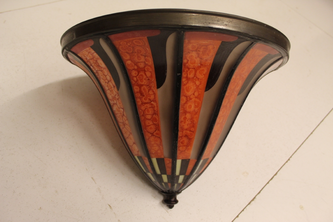 Amsterdamse School gebrandschilderde hanglamp De Nieuwe Honsel