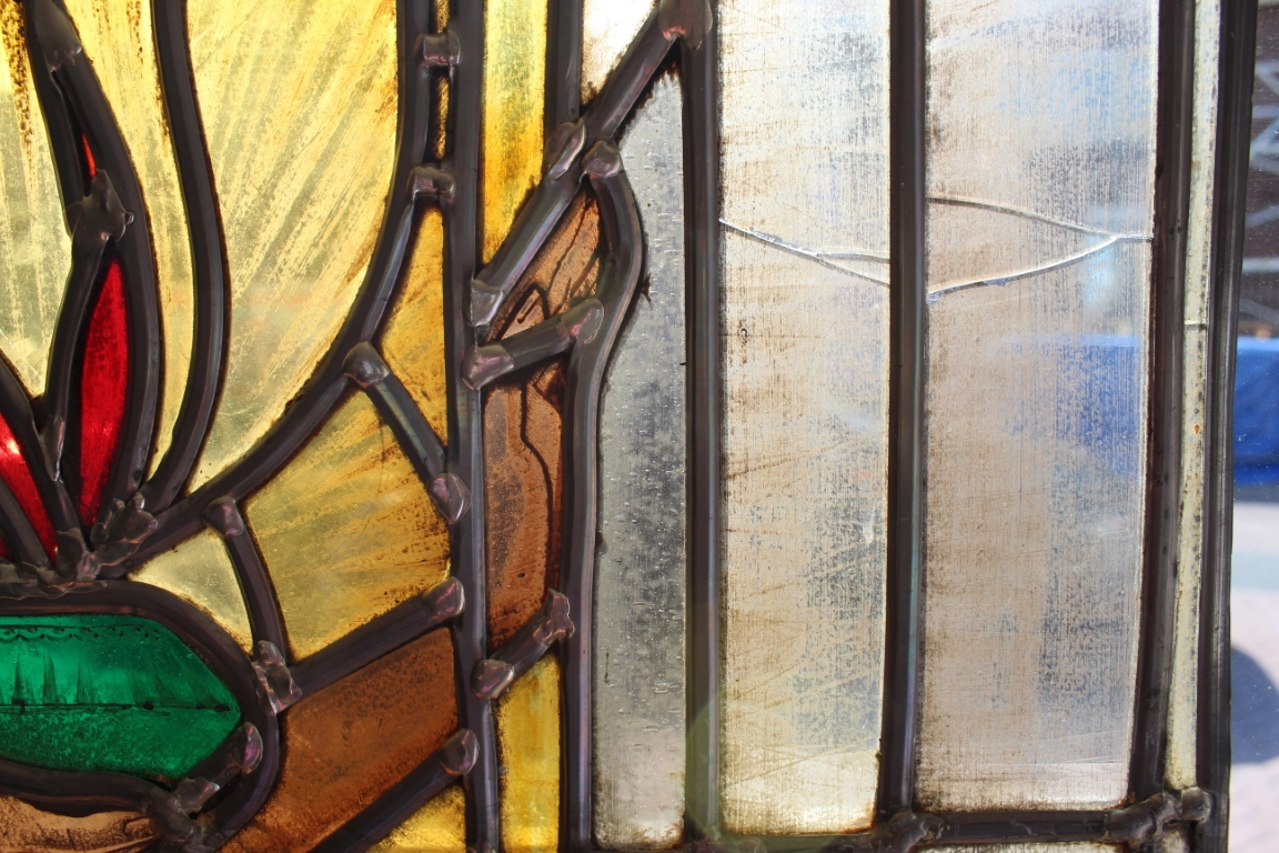 Art Deco glas in lood ramen 2x “kracht en licht”