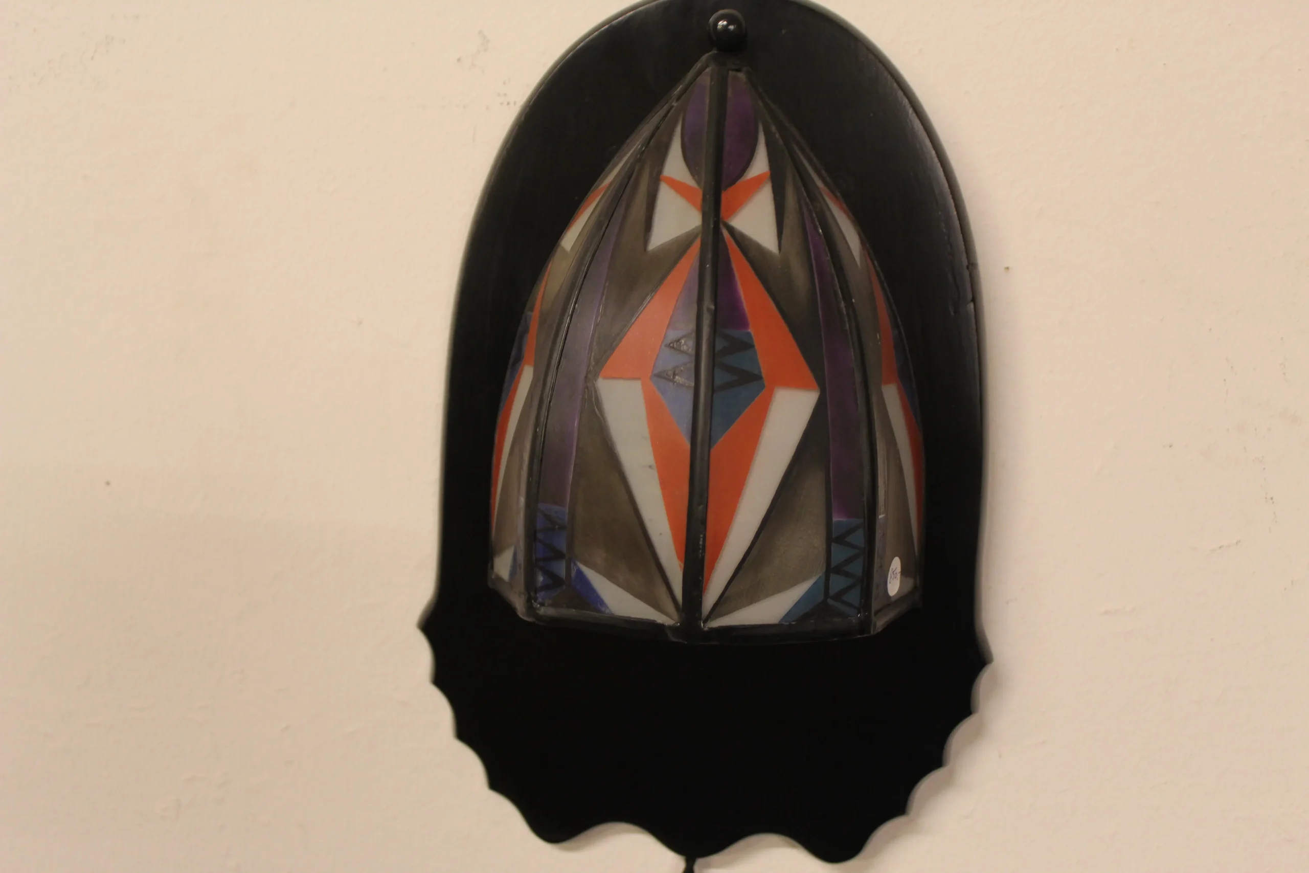 Gebrandschilderd wandlampje De Nieuwe Honsel Amsterdamse School