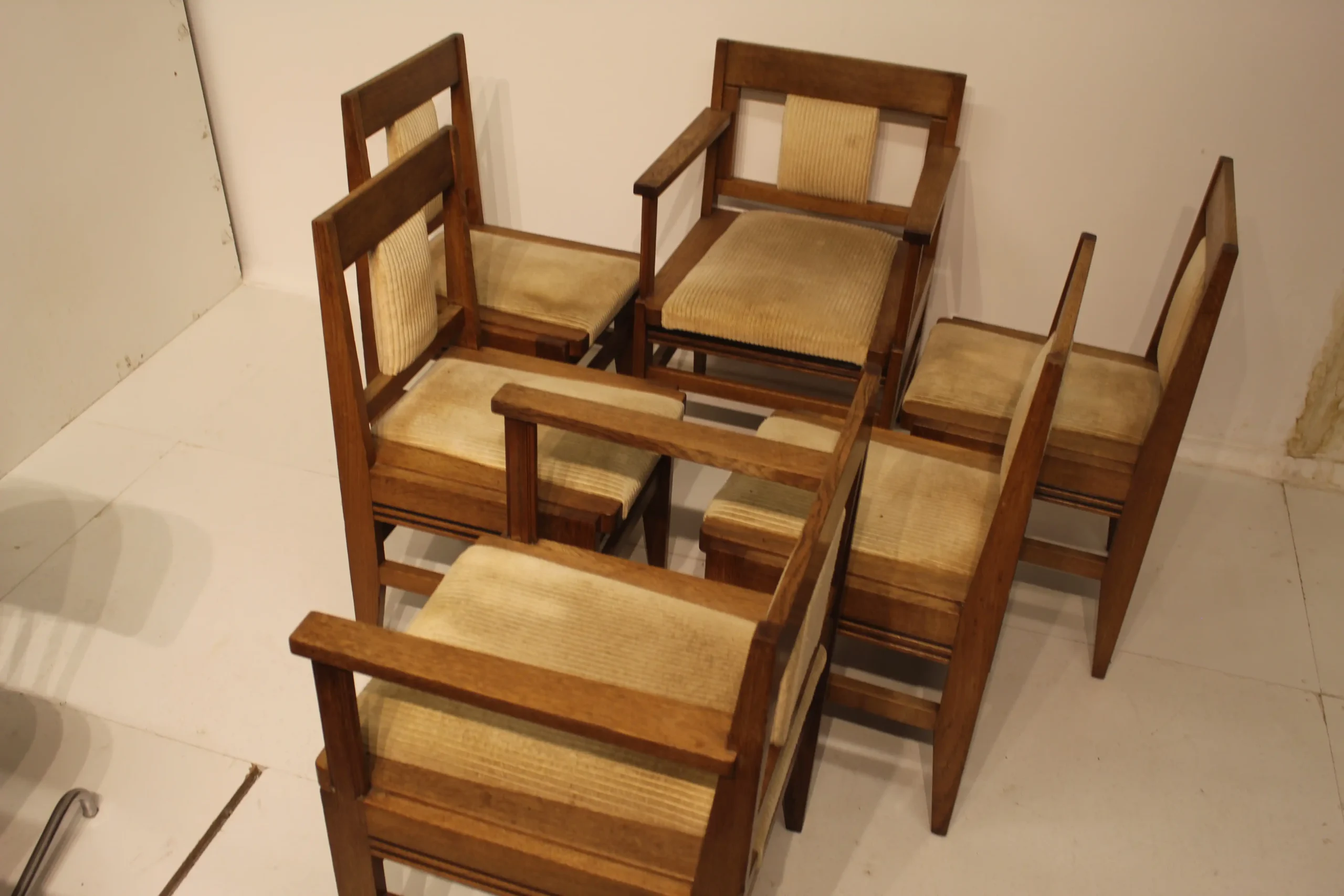 Eiken set van 6 Haagse school stoelen