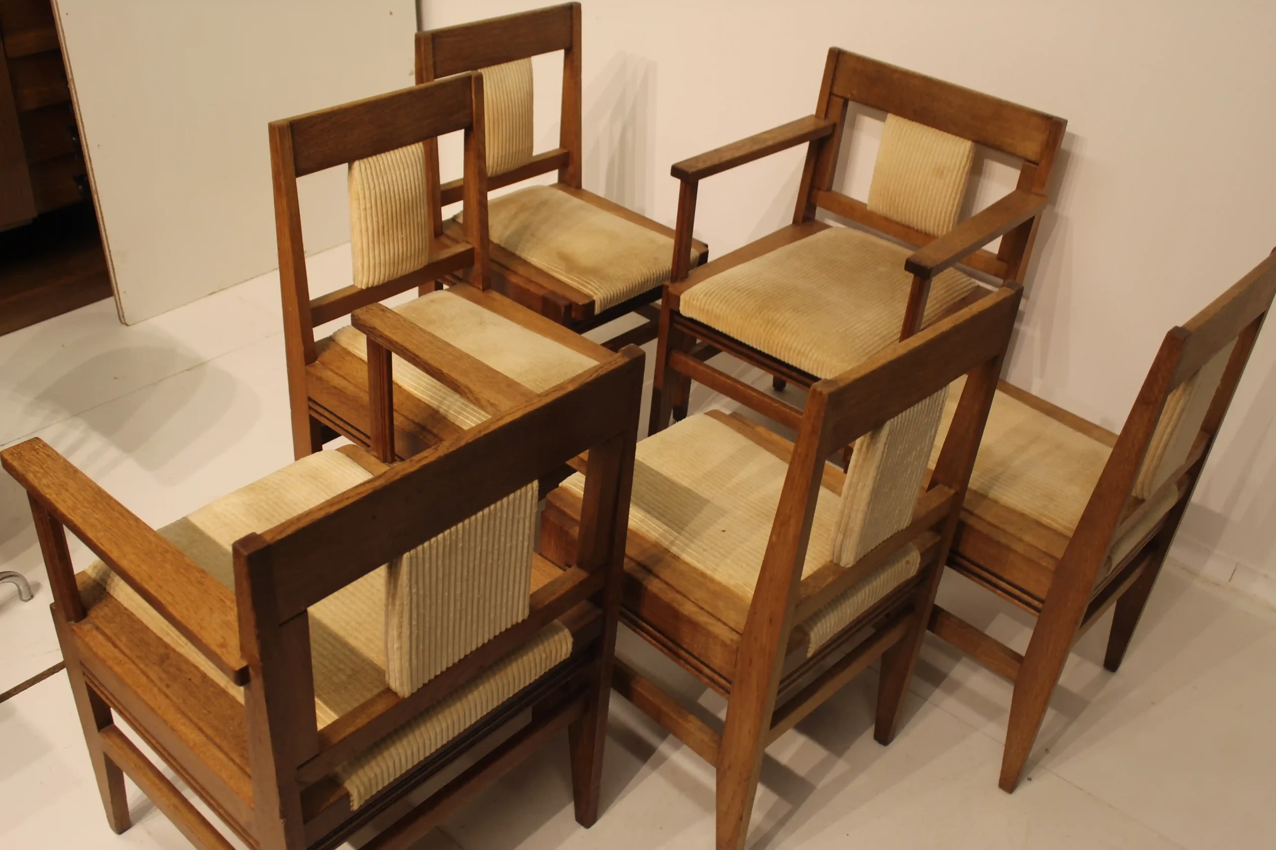Eiken set van 6 Haagse school stoelen