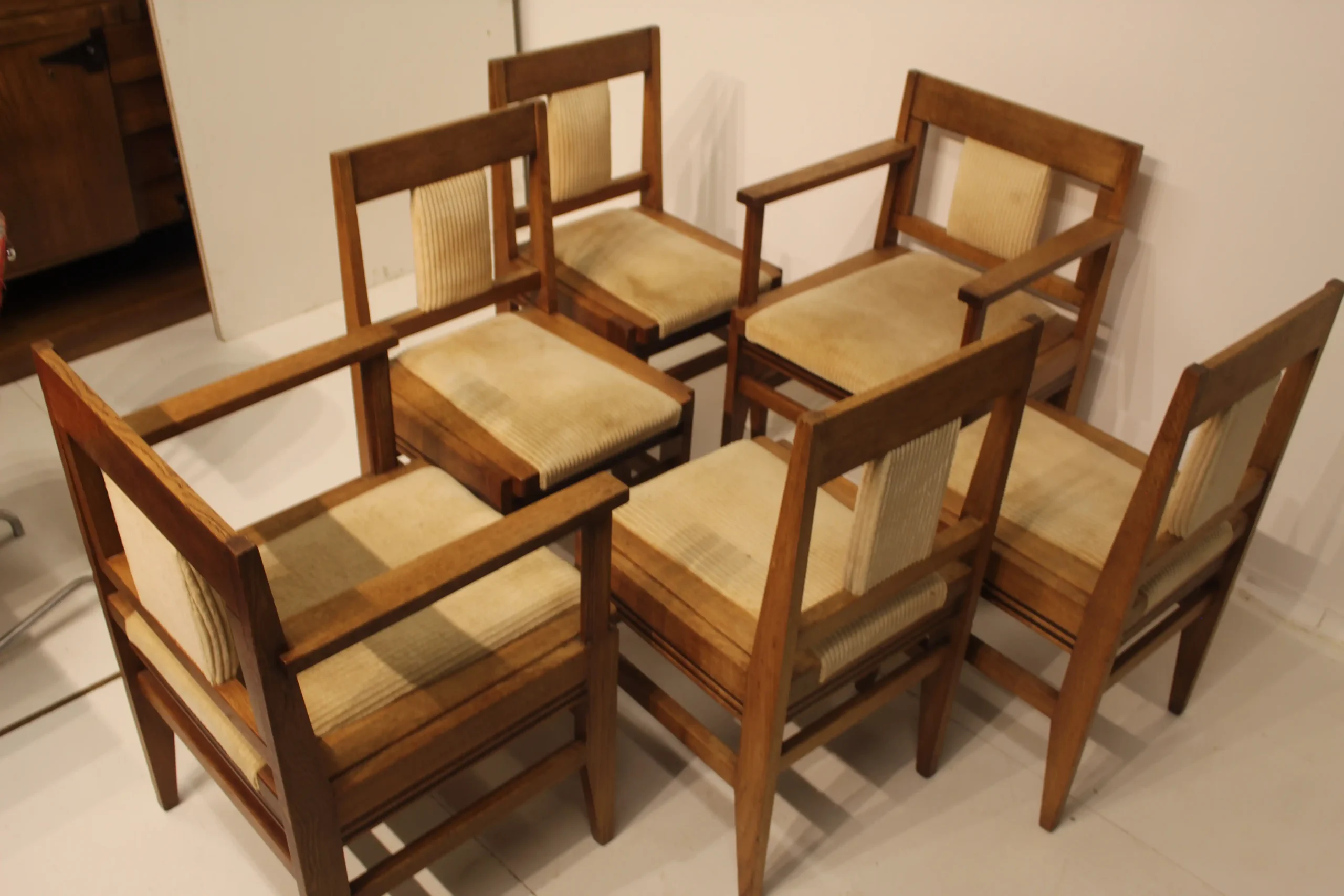 Eiken set van 6 Haagse school stoelen