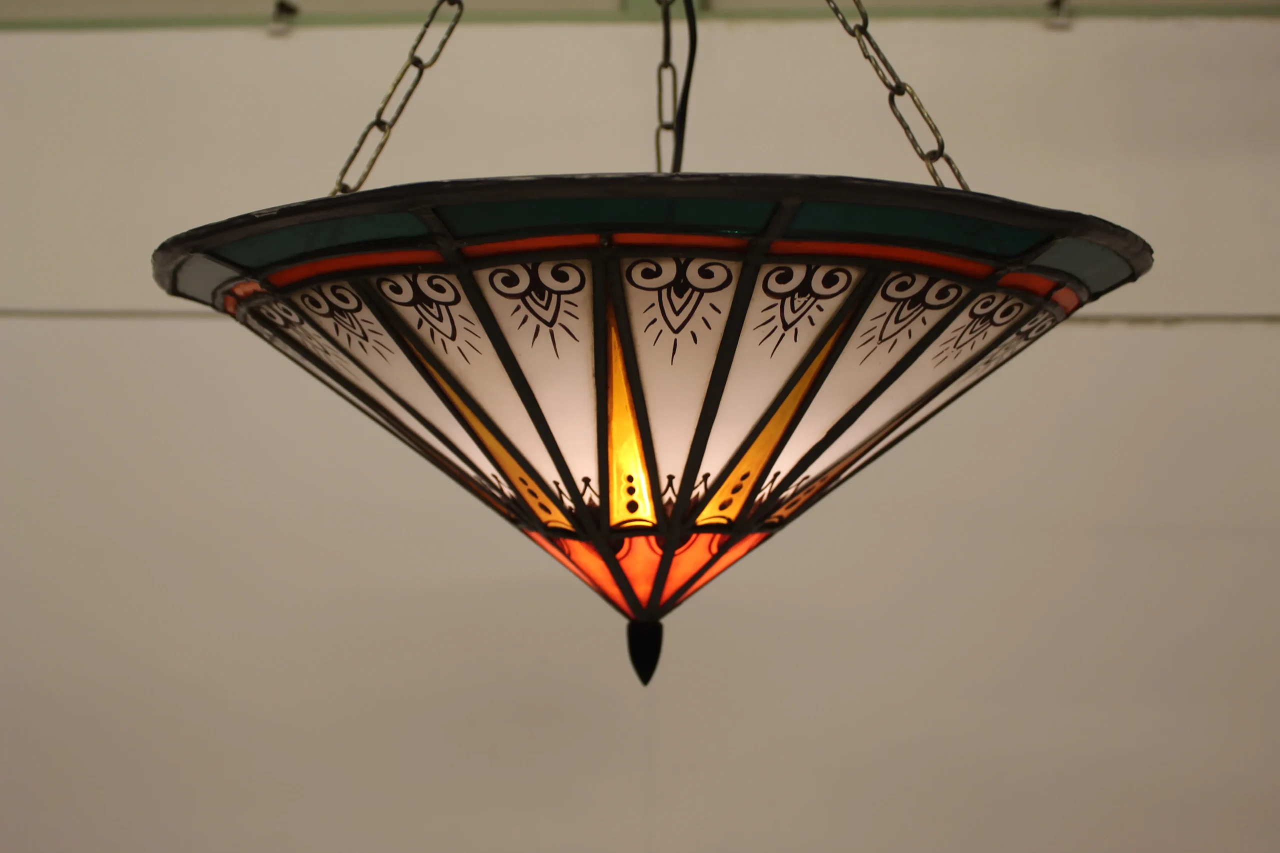 Amsterdamse school gebrandschilderde plafond lamp