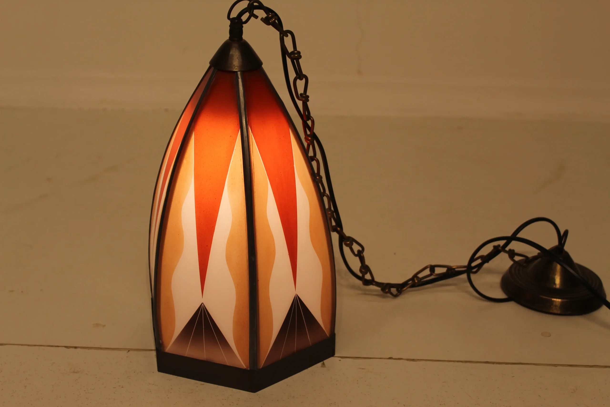 Gebrandschilderde hanglamp Amsterdamse School De Nieuwe Honsel