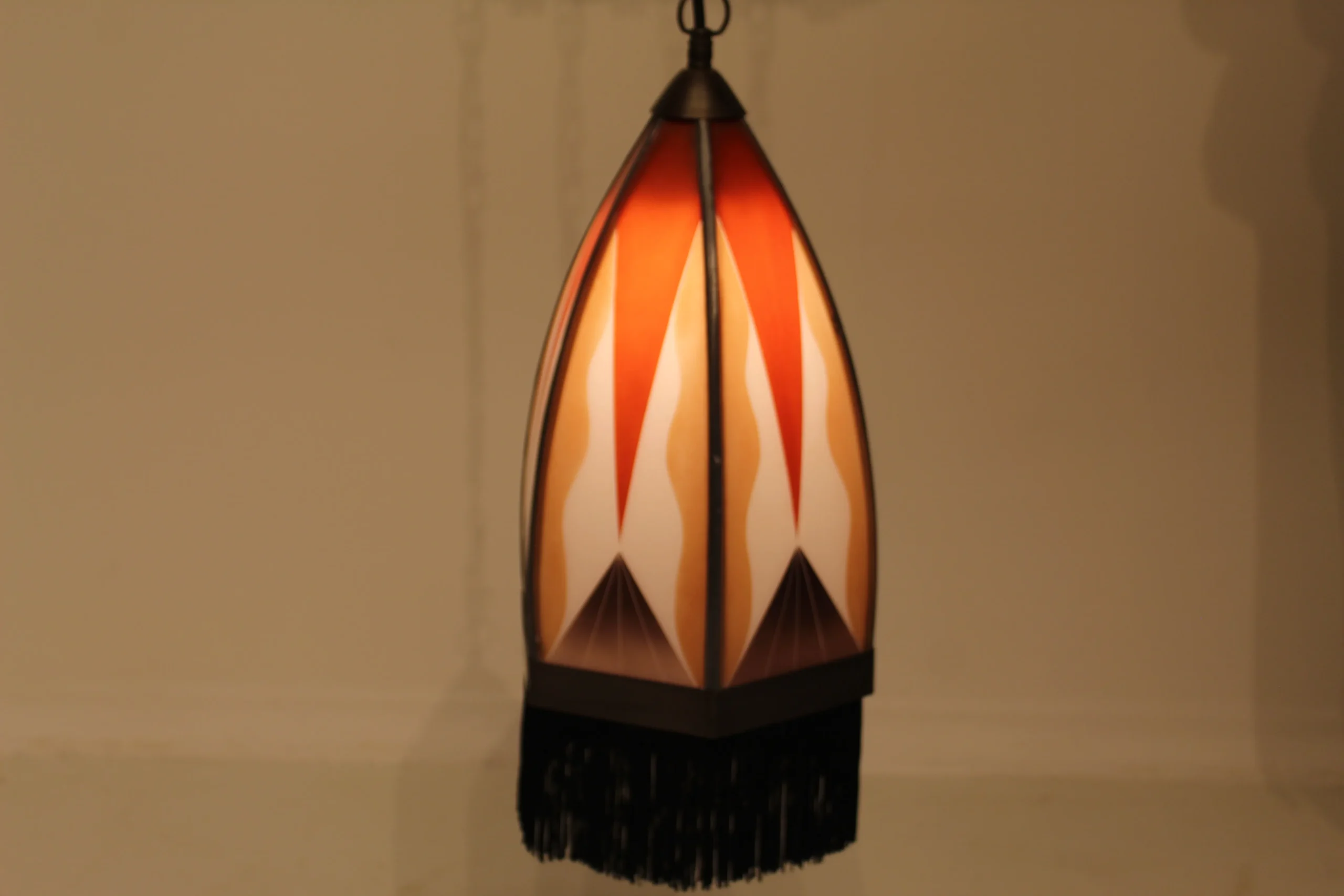 Gebrandschilderde hanglamp Amsterdamse School De Nieuwe Honsel