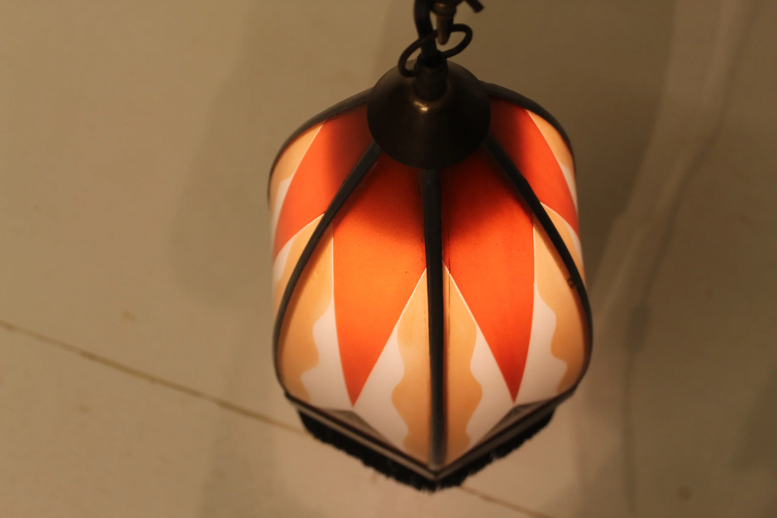 Gebrandschilderde hanglamp Amsterdamse School De Nieuwe Honsel