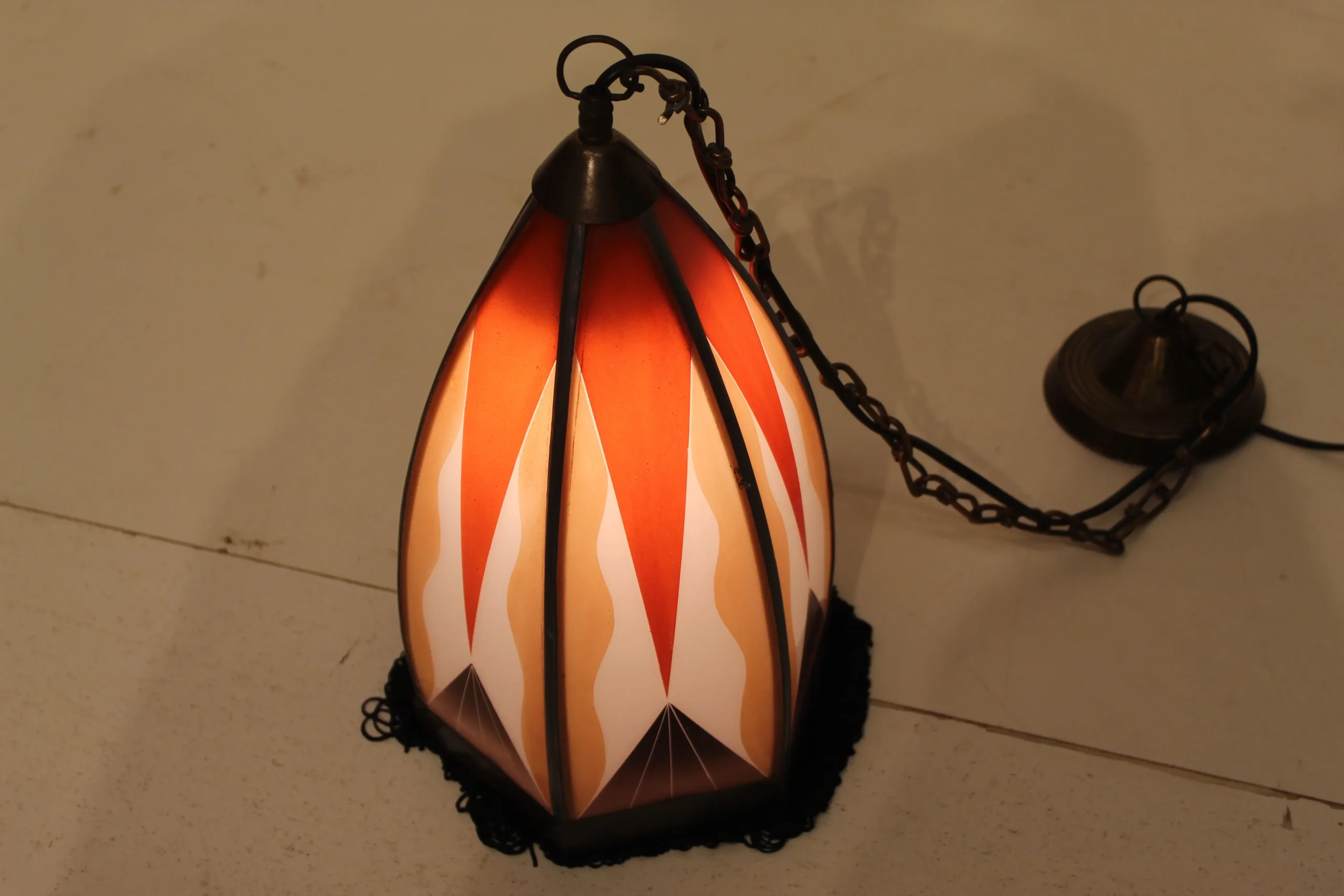 Gebrandschilderde hanglamp Amsterdamse School De Nieuwe Honsel