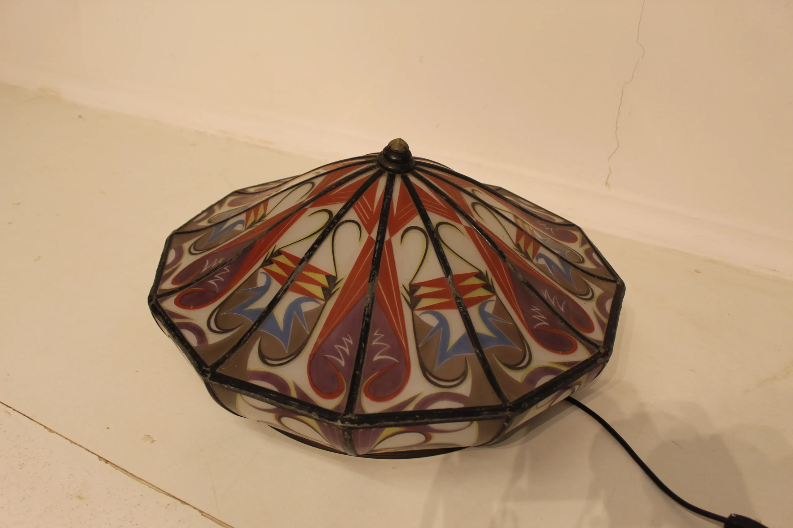 Amsterdamse School gebrandschilderde lamp De Nieuwe Honsel