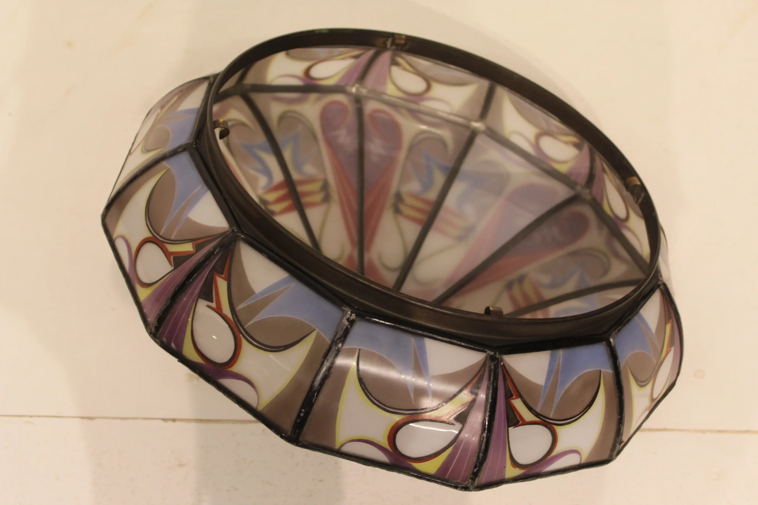 Amsterdamse School gebrandschilderde lamp De Nieuwe Honsel