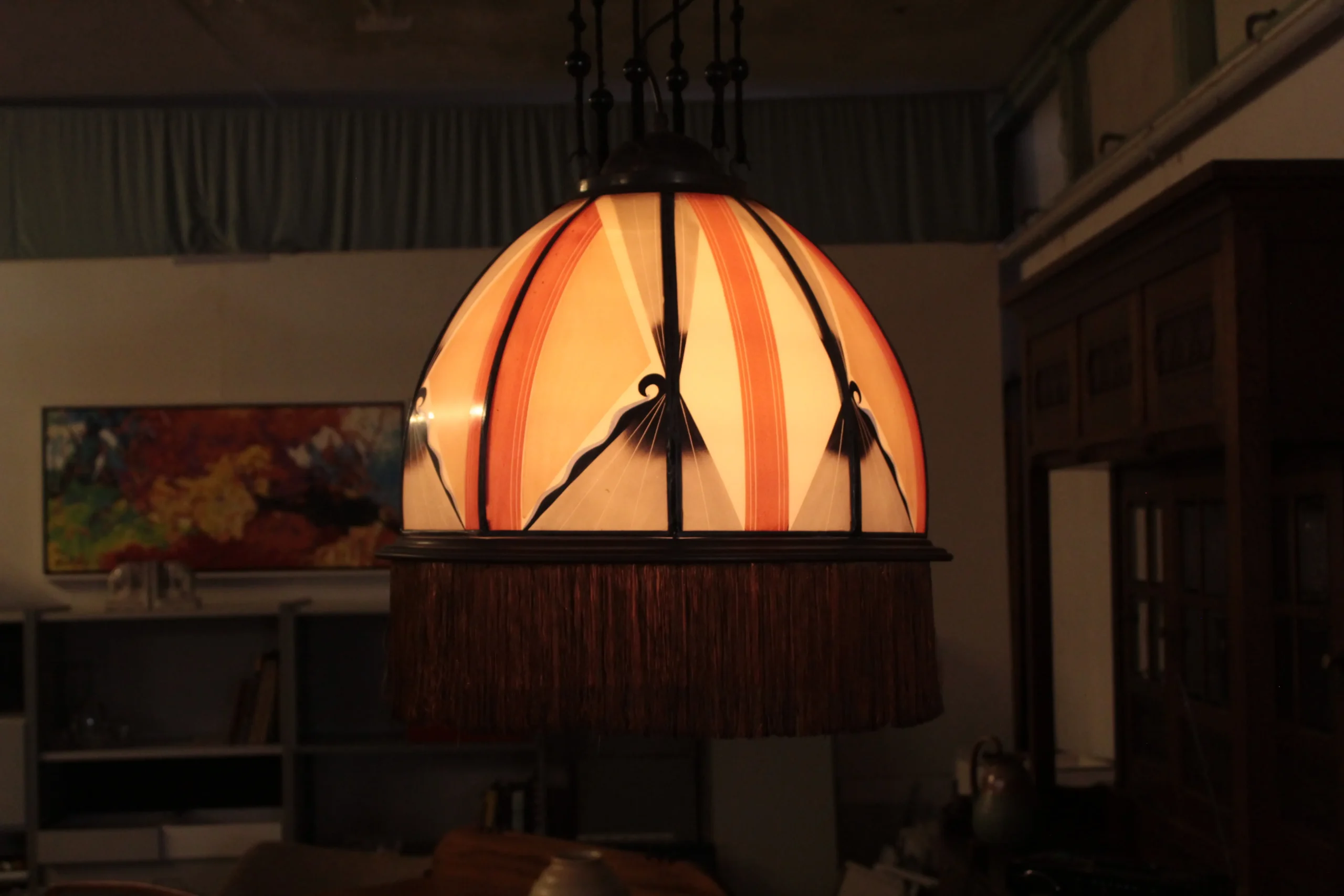 Gebrandschilderde hanglamp Nieuwe Honsel Den Haag